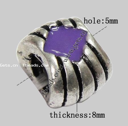 Enamel Zinc Alloy European Beads, Rondelle, plated, without troll & large hole, more colors for choice, 11x8.5x8mm, Hole:Approx 5mm, Sold By PC