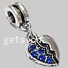 Zinc Alloy European Pendants, Heart, plated, with troll & with rhinestone Approx 4mm 