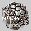 Rhinestone Zinc Alloy European Beads, Rondelle, plated, without troll & with rhinestone Approx 5mm 