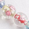 Lampwork Beads, Round, handmade, with flower pattern, 12mm Approx 2mm Inch 