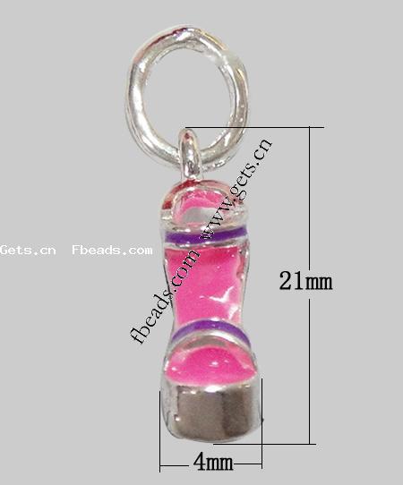 Zinc Alloy Shoes Pendants, with enamel, plated, enamel, more colors for choice, 21x4x11mm, Hole:Approx 6mm, Length:28 , Sold By PC