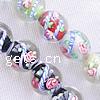 Lampwork Beads, Round, handmade, with flower pattern 12mm Approx 2mm .5 Inch 