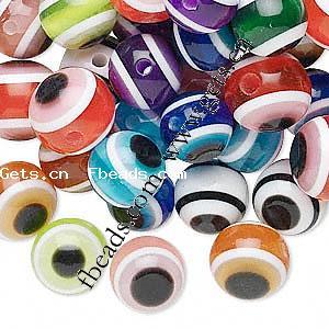 Evil Eye Resin Beads, Round, different size for choice, mixed colors, 1000PCs/Bag, Sold By Bag