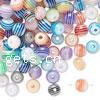 Perles en résine rayé, Rond, strie, couleurs mélangées, 6mm Vendu par sac