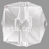 透明なアクリル・ビーズ, アクリル, キューブ, 切り面 & 半分透明, 無色 穴:約 2mm, 約 500パソコン/バッグ, 売り手 バッグ