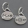 Zinc Alloy Message Pendants, Flat Oval, word friend, plated, with 925 logo & with letter pattern nickel, lead & cadmium free Approx 6.5mm 