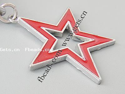 Zinc Alloy Star Pendant, plated, enamel, more colors for choice, 34x34x2mm, Hole:Approx 2mm, Sold By PC