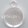 Brass Pendant Cabochon Setting, Flat Round, plated Approx 3mm, Inner Approx 16mm 
