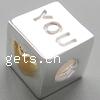 Sterling Silver European Beads, 925 Sterling Silver, Cube, word I love you, with letter pattern & with troll & two tone Approx 4.5mm 