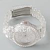 Bracelets de montre pour femmes, alliage de zinc, avec plastique, Placage de couleur platine, transparent & avec strass, couleur platine pouce, Vendu par PC
