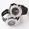 Bracelets de montre pour femmes, alliage de zinc, avec verre & silicone, Placage de couleur platine, avec strass, plus de couleurs à choisir pouce, Vendu par PC