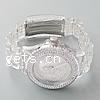 Bracelets de montre pour femmes, alliage de zinc, avec verre & plastique, Placage de couleur platine, transparent & avec strass, blanc pouce, Vendu par PC