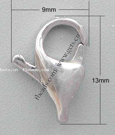 Stainless Steel Lobster Claw Clasp, original color, 13x9x4mm, Hole:Approx 1.5mm, Sold By PC