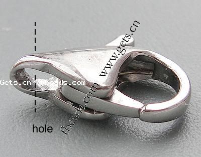 Stainless Steel Lobster Claw Clasp, original color, 13x9x4mm, Hole:Approx 1.5mm, Sold By PC