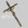 Colgantes de Aleación de Zinc en Forma Cruces, Cruz del crucifijo, chapado, más colores para la opción, 58x102x9mm, agujero:aproximado 2mm, Vendido por UD