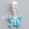 Zinc Alloy European Pendants, with Crystal, Butterfly, silver color plated, faceted, nickel, lead & cadmium free Approx 4mm 
