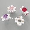 Cubic Zirconia Sterling Silver European Beads, 925 Sterling Silver, Flower, without troll & with cubic zirconia, mixed colors Approx 5mm 
