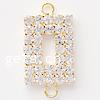 Rhinestone Brass Connector, Rectangle, plated, with rhinestone & 1/1 loop Approx 3mm 