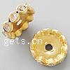 Wave Rondelle Rhinestone Spacer, Brass, plated, with rhinestone Approx 2.5mm 