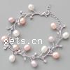 Pearl Sterling Silver Bracelets, Freshwater Pearl, with 925 Sterling Silver, platinum plated, 20mm Inch 