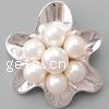 Colgantes de plata esterlina de perlas cultivadas, plata de ley 925, con perla, Flor, chapado en platina real, 6 pétalos, 34x30x11mm, agujero:aproximado 3mm, Vendido por UD