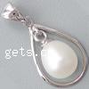 Cultured Pearl Sterling Silver Pendants, 925 Sterling Silver, with pearl, Teardrop, platinum plated Approx 3mm 