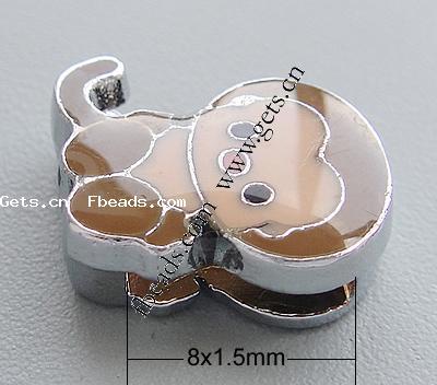 Zinc Alloy Slide Charm, with enamel, Monkey, plated, enamel, more colors for choice, 12x12x5mm, Hole:Approx 8x1.5mm, Sold By PC