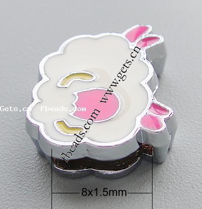 Zinc Alloy Slide Charm, with enamel, Sheep, plated, enamel, more colors for choice, 15x13x4mm, Hole:Approx 8x1.5mm, Sold By PC