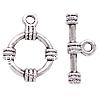 Zinc Alloy Toggle Clasp, Round, textured & single-strand cadmium free  Approx 2mm 