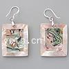 Freshwater Shell Earring, Brass, with Mosaic Shell, Rectangle, platinum color plated 51mm Inch 