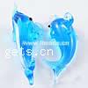 Colgantes de cristal del animal, Cristal de murano, Delfín, azul, 22x46mm, agujero:aproximado 3-5mm, Vendido por UD