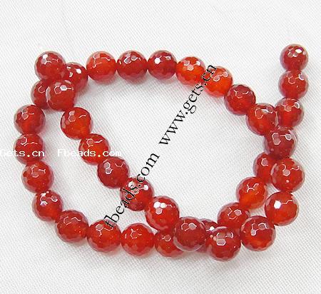 Natural Red Agate Beads, Round, different size for choice & faceted, Hole:Approx 1-1.2mm, Length:15.5 Inch, Sold By Strand