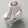Sterling Silver European Beads, 925 Sterling Silver, Shoes, plated, with troll Approx 4.2-4.5mm 