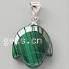 Malachite Pendants, with Brass, Leaf Approx 3mm 