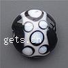 Изысканный бисер , Лэмпворк, Плоская круглая форма, с цветочным узором отверстие:Приблизительно 2mm, продается PC