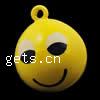 Латунный колокол подвески, Латунь, Мультфильм, эмаль, желтый, не содержит кадмий отверстие:Приблизительно 2mm, 50ПК/сумка, продается сумка