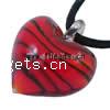 Lampwork Pendants, Heart, handmade, stripe, red Approx 5mm 