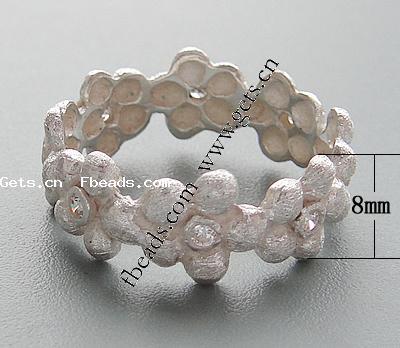 立方のジルコニア純銀指のリング, 92.5％純度シルバー, 花形, メッキ, 異なるサイズの選択 & キュービックジルコニアのある, 無色, 8mm, 穴:約 18mm, 売り手 パソコン