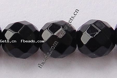 Schwarzer Stein Perle, rund, Weitere Größen für Wahl & handgemachte facettiert, Bohrung:ca. 1-1.5mm, Länge:15 ZollInch, verkauft von Strang