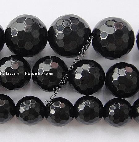 Black Stone Bead, Round, more sizes for choice & handmade faceted, Hole:Approx 1-1.5mm, Length:15 Inch, Sold By Strand