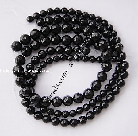 Черный камень, черный камень, Круглая, больше размеров для выбора & Самоделки ограненные, отверстие:Приблизительно 1-1.5mm, длина:15 дюймовый, продается Strand