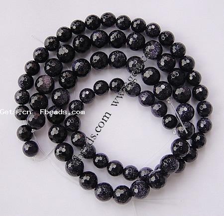 Blue Goldstone Beads, Round, more sizes for choice & handmade faceted, Hole:Approx 1-1.5mm, Length:Approx 14.5 Inch, Sold By Strand