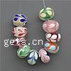 Refined Lampwork Beads, Rondelle, round hole & with flower pattern Approx 3mm 