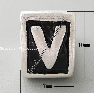 Zinc Alloy European Alphabet Beads, Triangle, plated, with letter pattern & without troll & enamel & large hole, more colors for choice, 10x10x7mm, Hole:Approx 4.2-4.5mm, Sold By PC