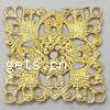 Filigree Brass Stampings, Square, plated, hollow 15mm 