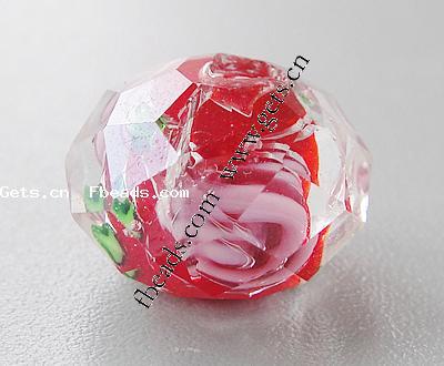 Perles millefiori en cristal, Cristal Millefiori, rondelle, multiple tailles pour le choix & facettes faites à la maindécalque, rouge, Trou:Environ 2-4mm, Vendu par PC