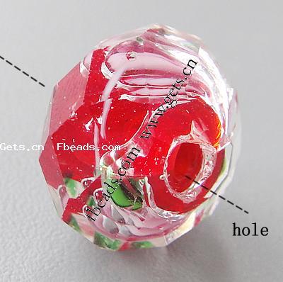 Millefiori Kristall Perlen, Rondell, Weitere Größen für Wahl & handgemachte facettiert, rot, Bohrung:ca. 2-4mm, verkauft von PC
