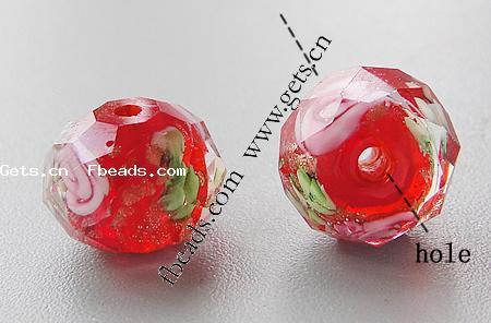 Perles millefiori en cristal, Cristal Millefiori, rondelle, Personnalisé & multiple tailles pour le choix & facettes faites à la maindécalque, rouge, Trou:Environ 2-4mm, Vendu par PC