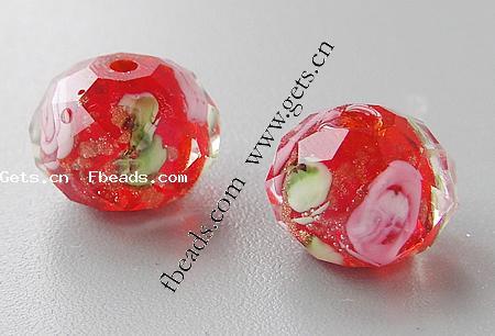Millefiori Kristall Perlen, Rondell, Kundenindividuell & Weitere Größen für Wahl & handgemachte facettiert, rot, Bohrung:ca. 2-4mm, verkauft von PC