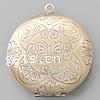 Brass Locket Pendants, Flat Round, plated, with butterfly pattern Approx 3.7mm 